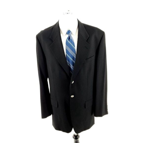 Joseph & Feiss Internatioinal Wool 3 Silver Button‎ Blazer 40L Black - Picture 3 of 13